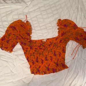 For Love And Lemons Orange Floral Blouse